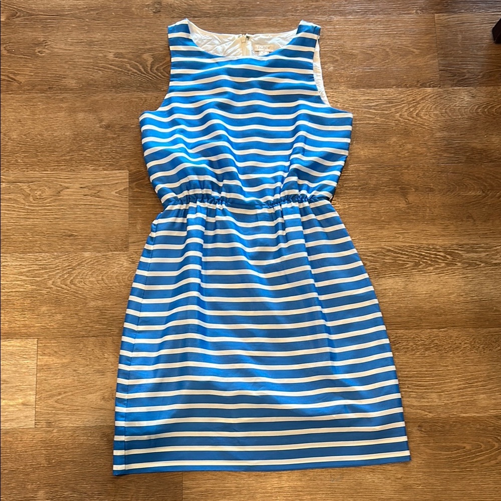 J. Crew Blue and White Sleeveless Sundress